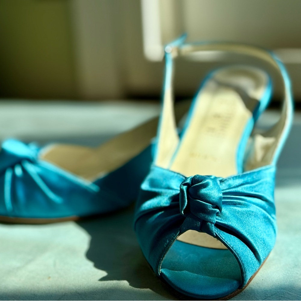 BHLDN Something Bleu Women's Silk Slingbacks